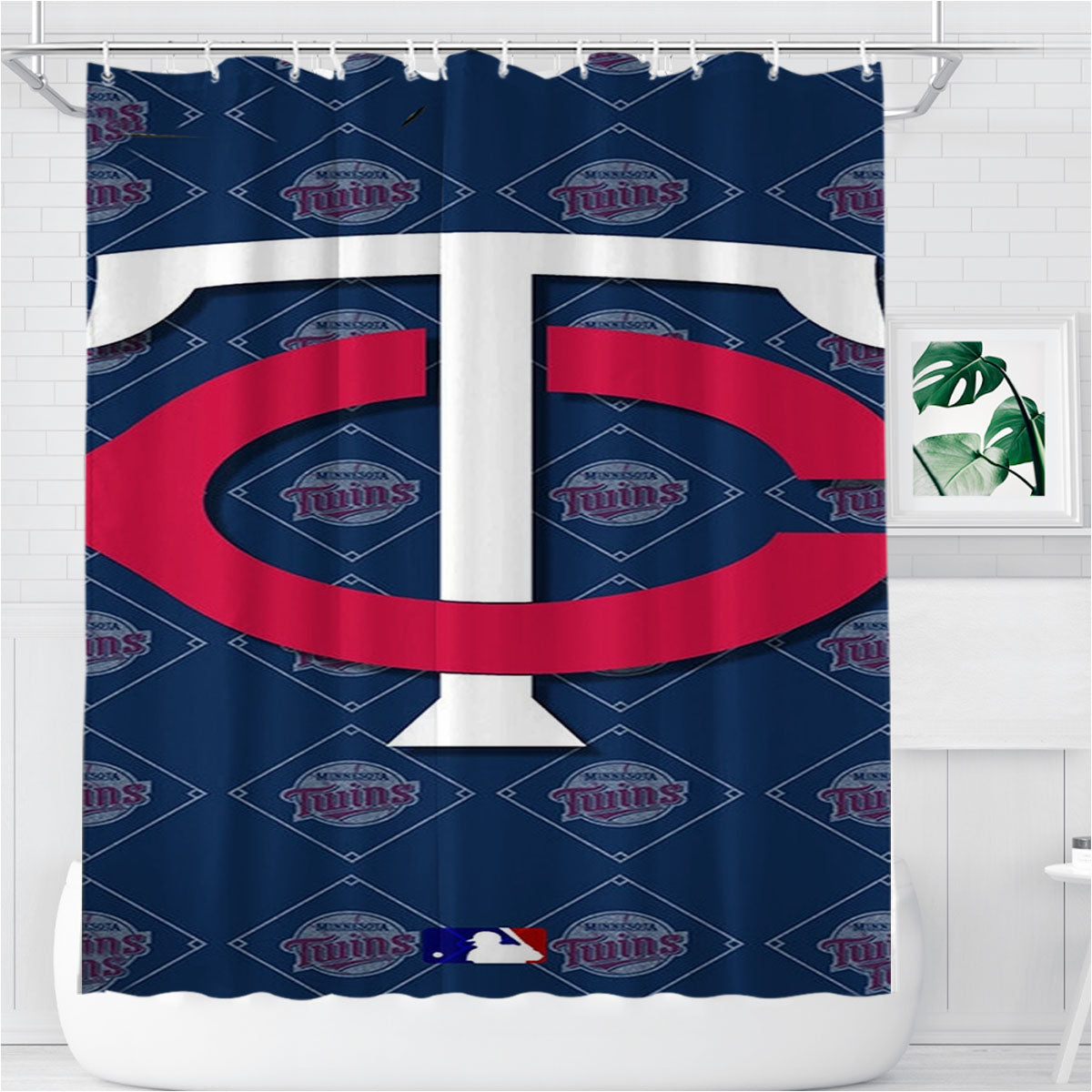 Minnesota Twins Mlb Bathroom Shower Curtain Fabric Waterproof | 66 X 72 Inch