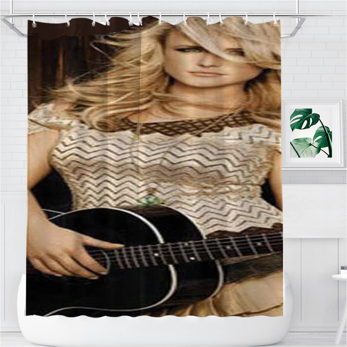 Miranda Lambert Guitar Bathroom Shower Curtain Fabric Waterproof | 66 X 72 Inch