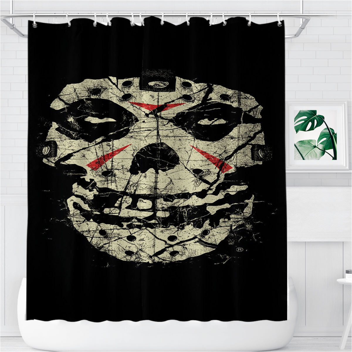 Misfits X Jason Voorhees Mask Bathroom Shower Curtain Fabric Waterproof | 66 X 72 Inch