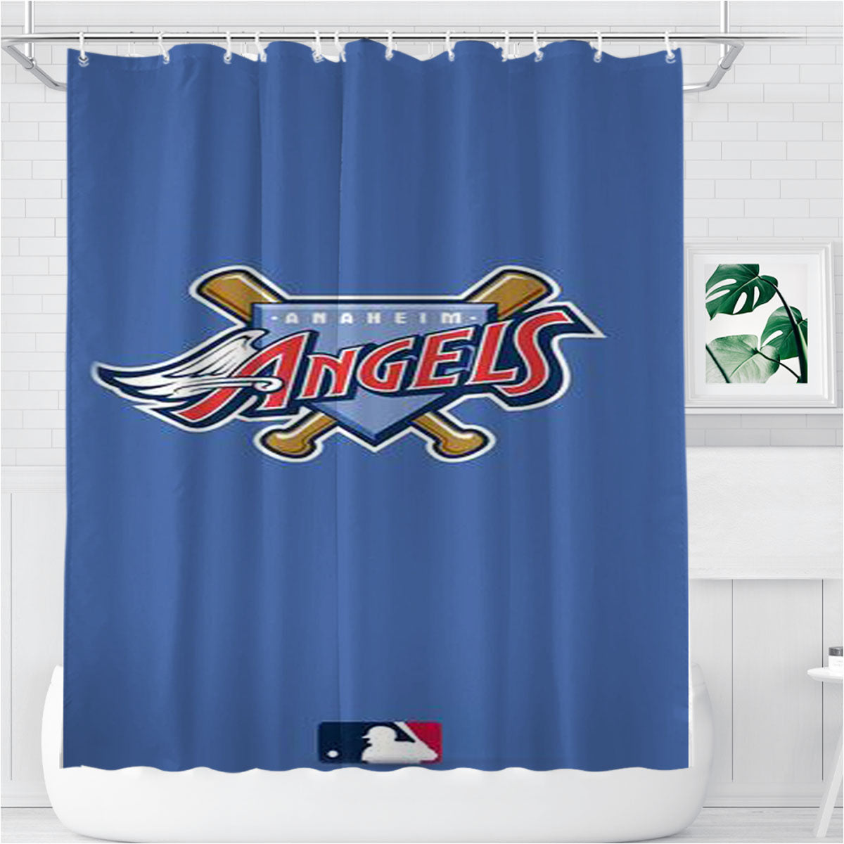 Mlb Angels Blue Sky Bathroom Shower Curtain Fabric Waterproof | 66 X 72 Inch