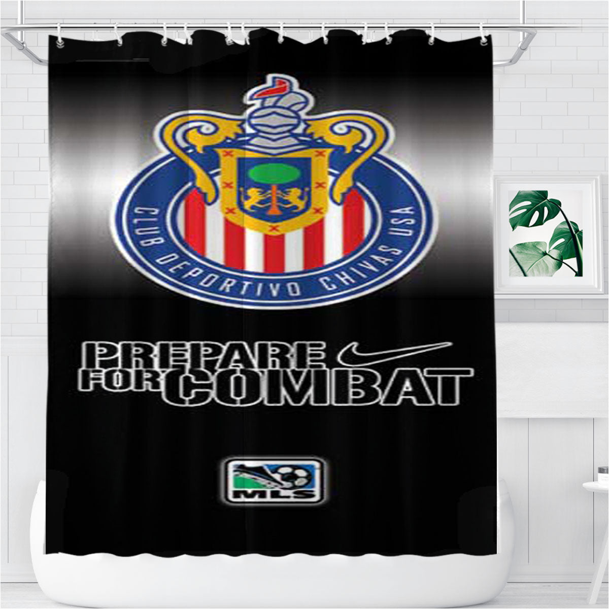 Mls Chivas Usa Gradient Bathroom Shower Curtain Fabric Waterproof | 66 X 72 Inch