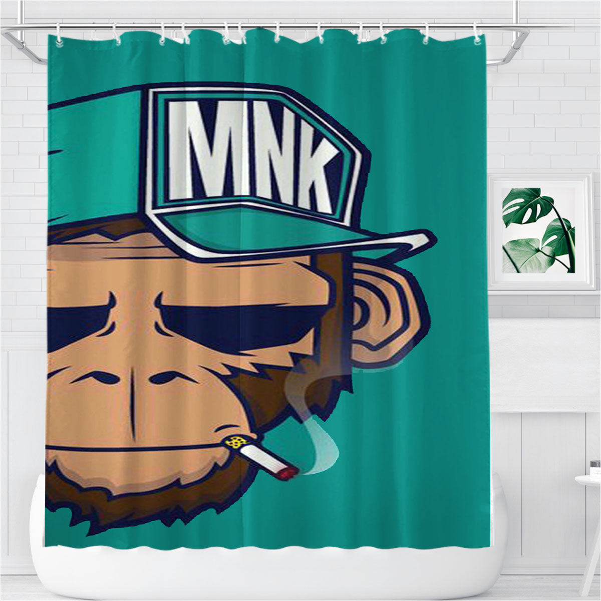 Monkey Smoke Bathroom Shower Curtain Fabric Waterproof | 66 X 72 Inch