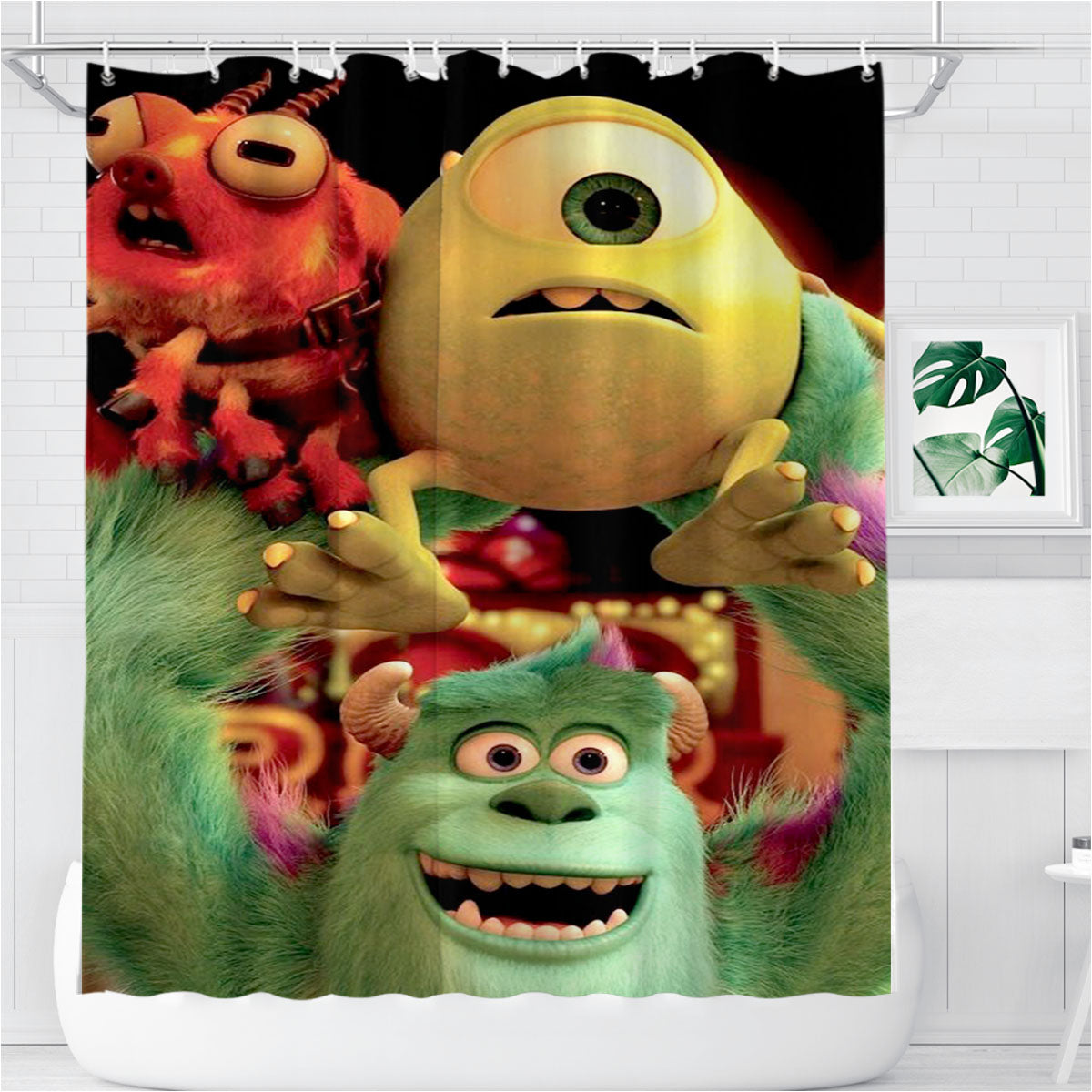 Monster Universal Dolls Christmas Bathroom Shower Curtain Fabric Waterproof | 66 X 72 Inch
