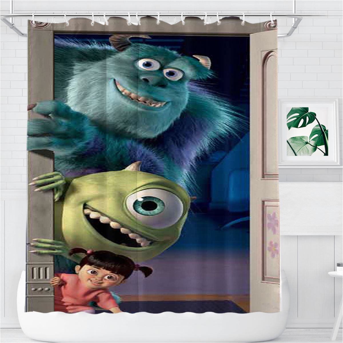 Monsters Inc Bathroom Shower Curtain Fabric Waterproof | 66 X 72 Inch
