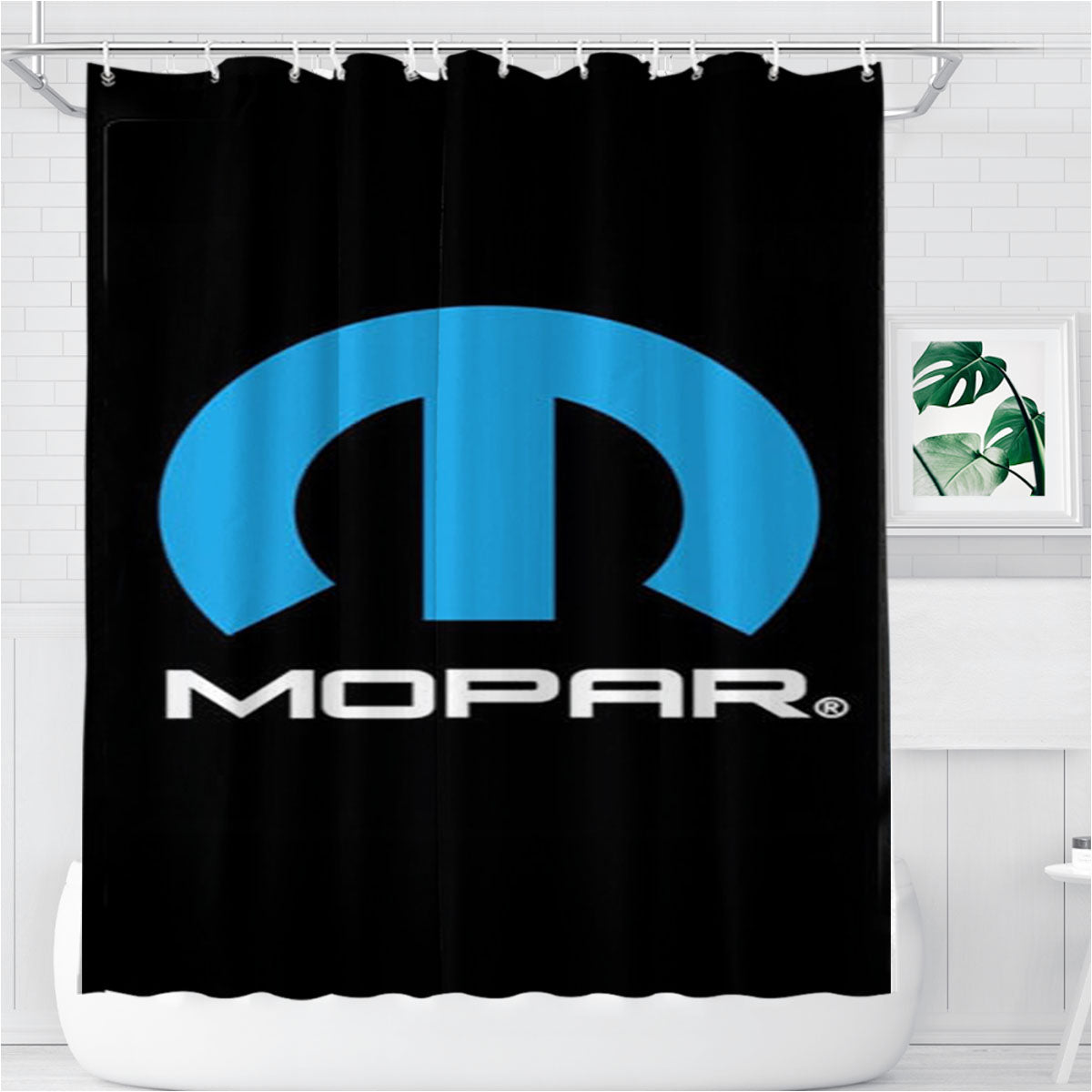 Mopar Logo Bathroom Shower Curtain Fabric Waterproof | 66 X 72 Inch