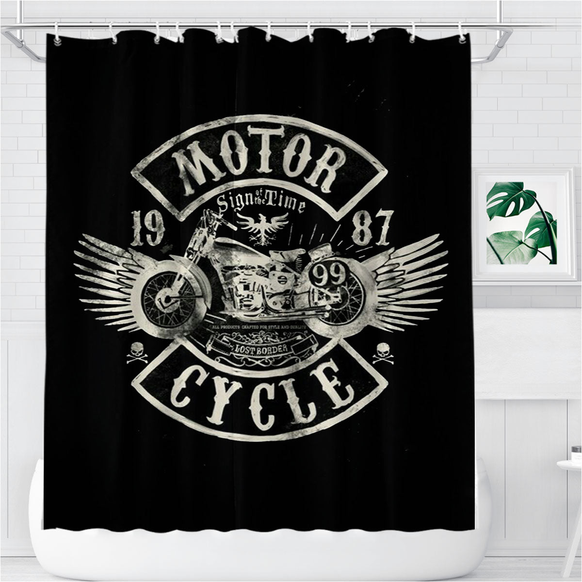 Motor Cycle 1987 Bathroom Shower Curtain Fabric Waterproof | 66 X 72 Inch