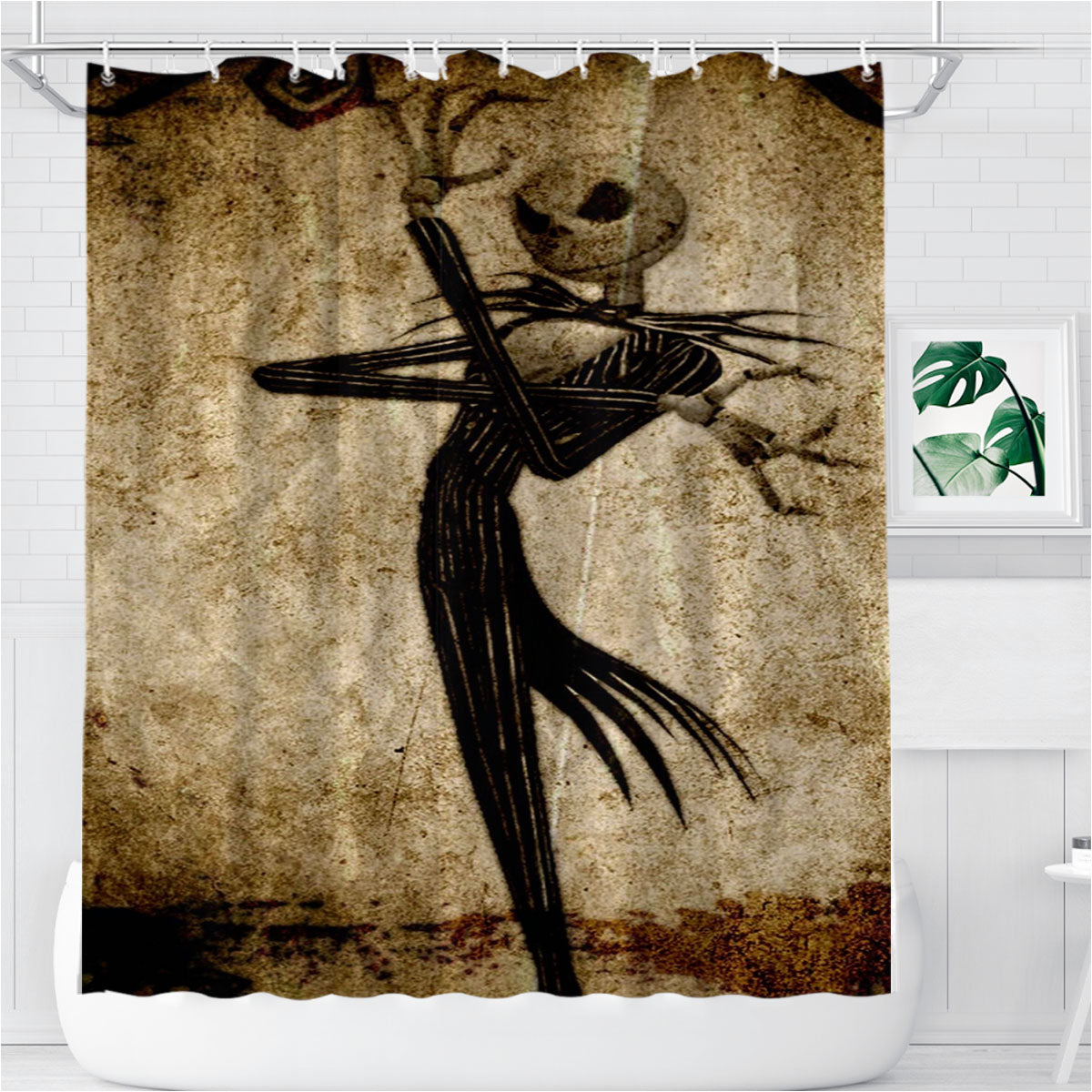 Movie Nightmare Before Christmas Bathroom Shower Curtain Fabric Waterproof | 66 X 72 Inch