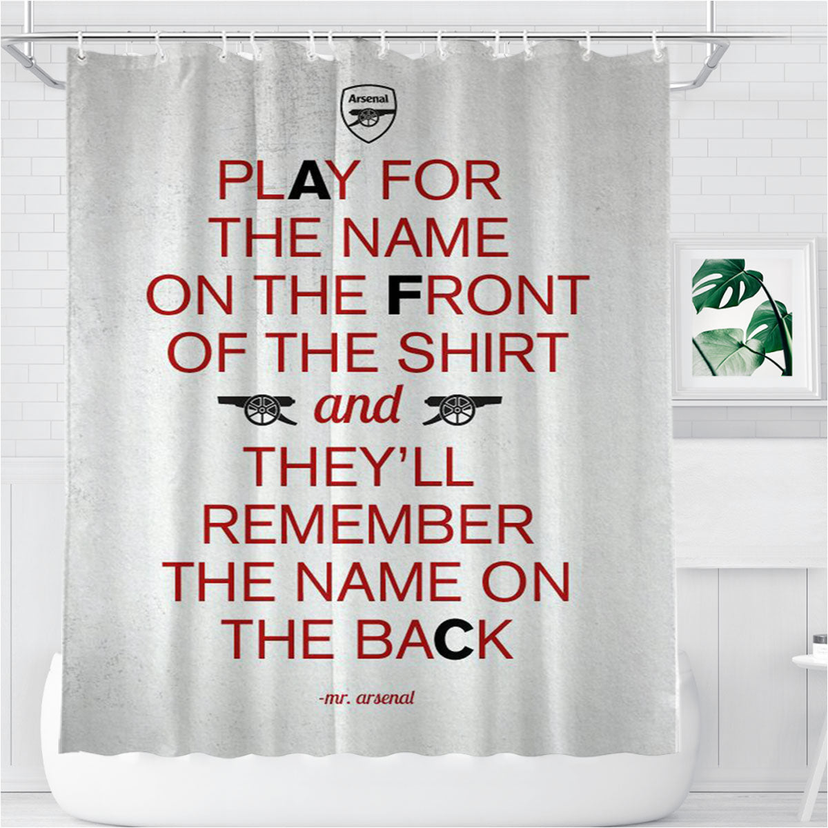 Mr Arsenal The Gunners Bathroom Shower Curtain Fabric Waterproof | 66 X 72 Inch