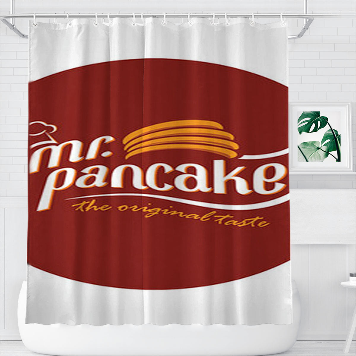 Mr Pancake Logo Bathroom Shower Curtain Fabric Waterproof | 66 X 72 Inch
