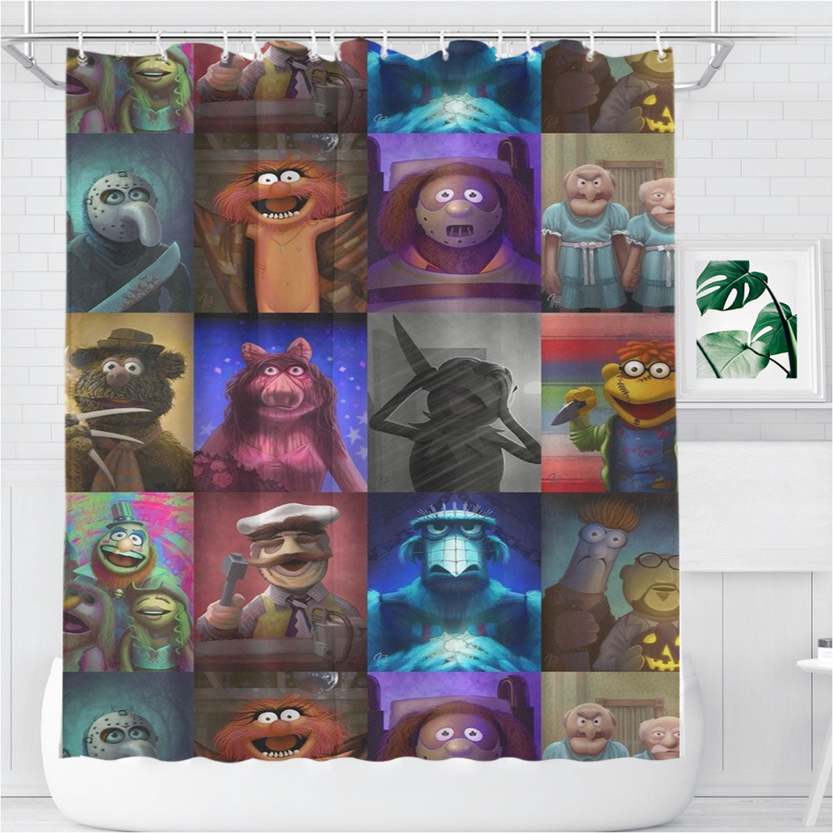 Muppet Collages Characters Bathroom Shower Curtain Fabric Waterproof | 66 X 72 Inch