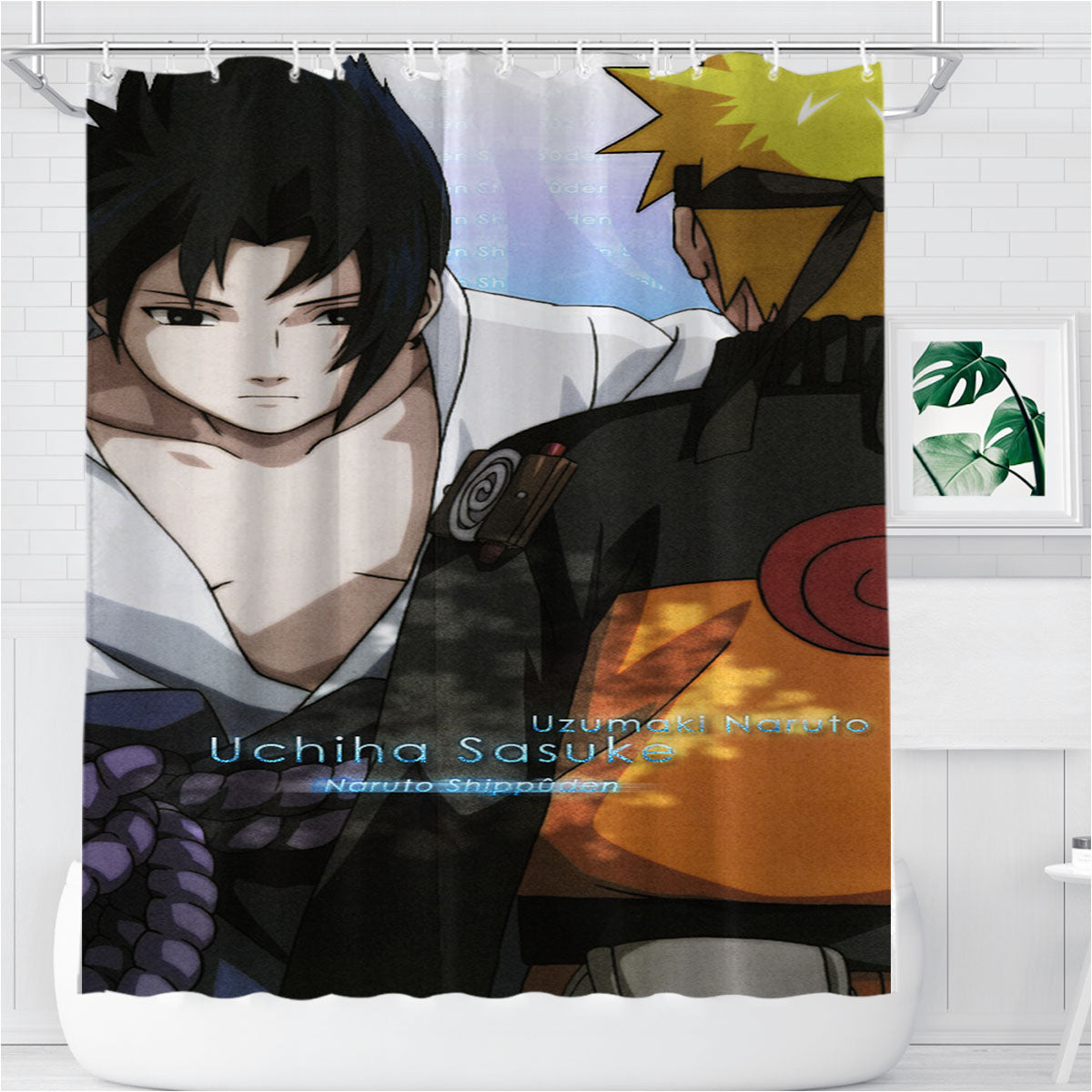 Naruto Cartoon And Sazuke Bathroom Shower Curtain Fabric Waterproof | 66 X 72 Inch