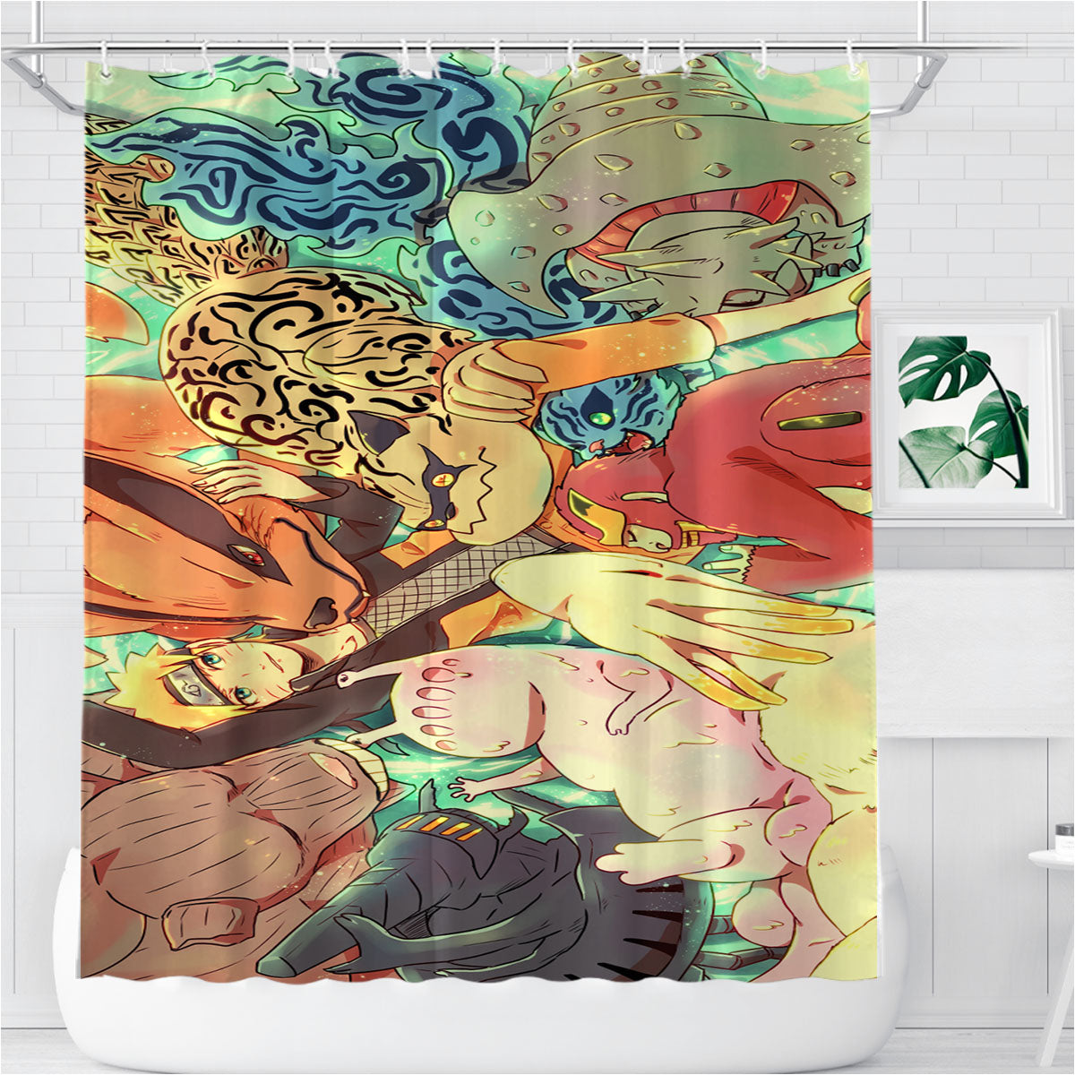 Naruto Cartoon Art Bathroom Shower Curtain Fabric Waterproof | 66 X 72 Inch
