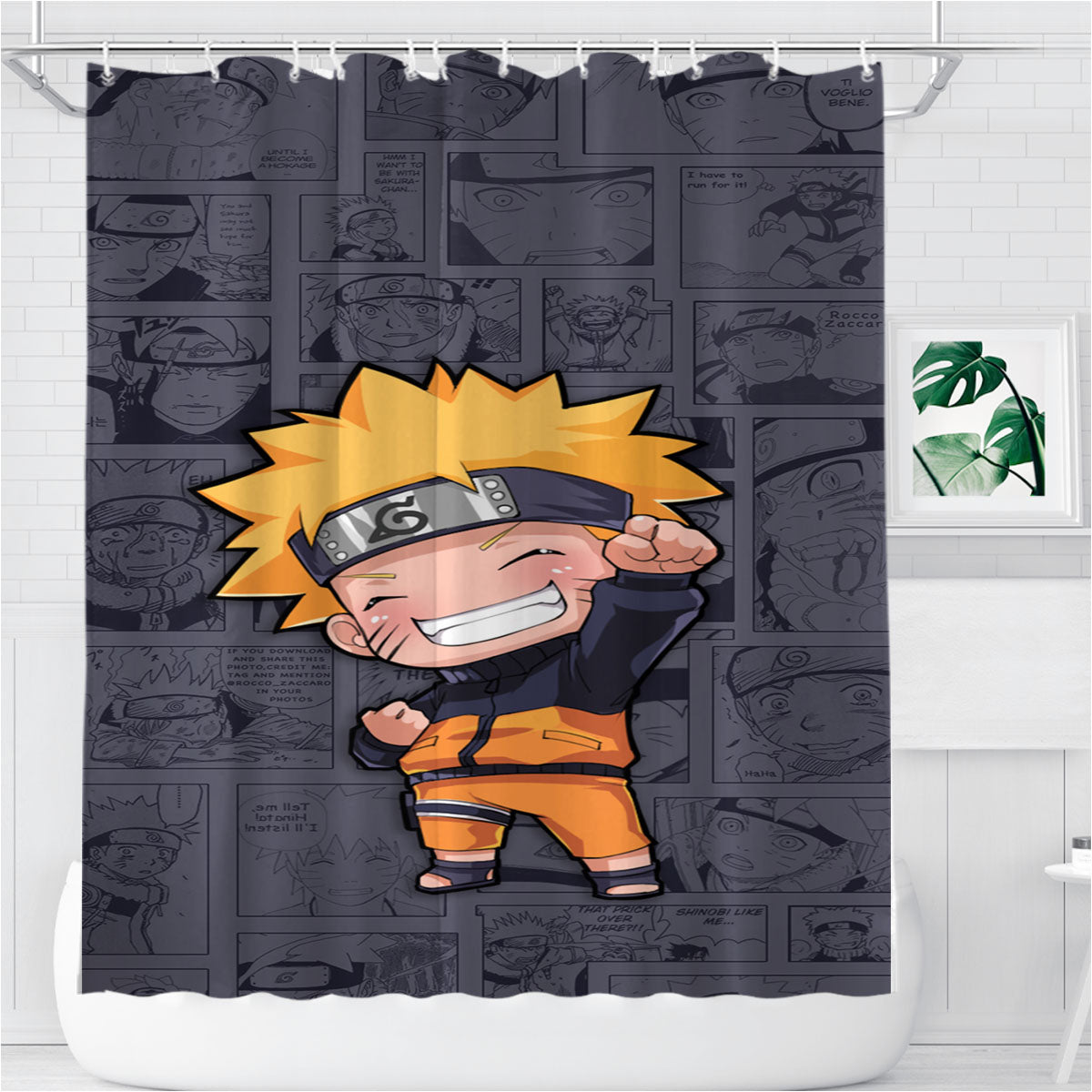 Naruto Comic Bathroom Shower Curtain Fabric Waterproof | 66 X 72 Inch