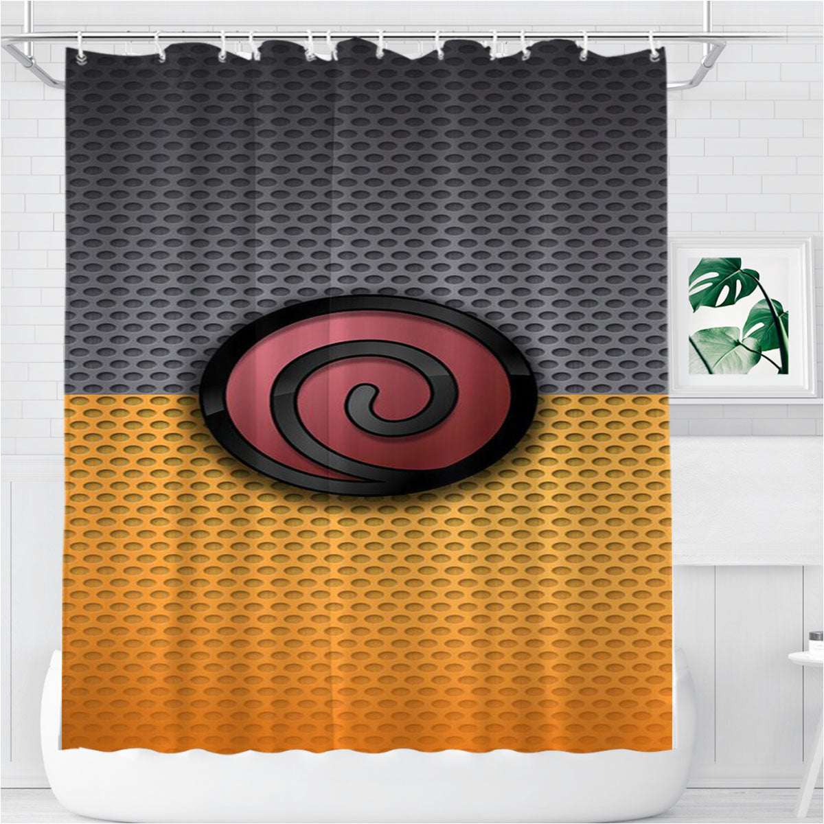 Naruto Uzumaki Clan Logos Bathroom Shower Curtain Fabric Waterproof | 66 X 72 Inch