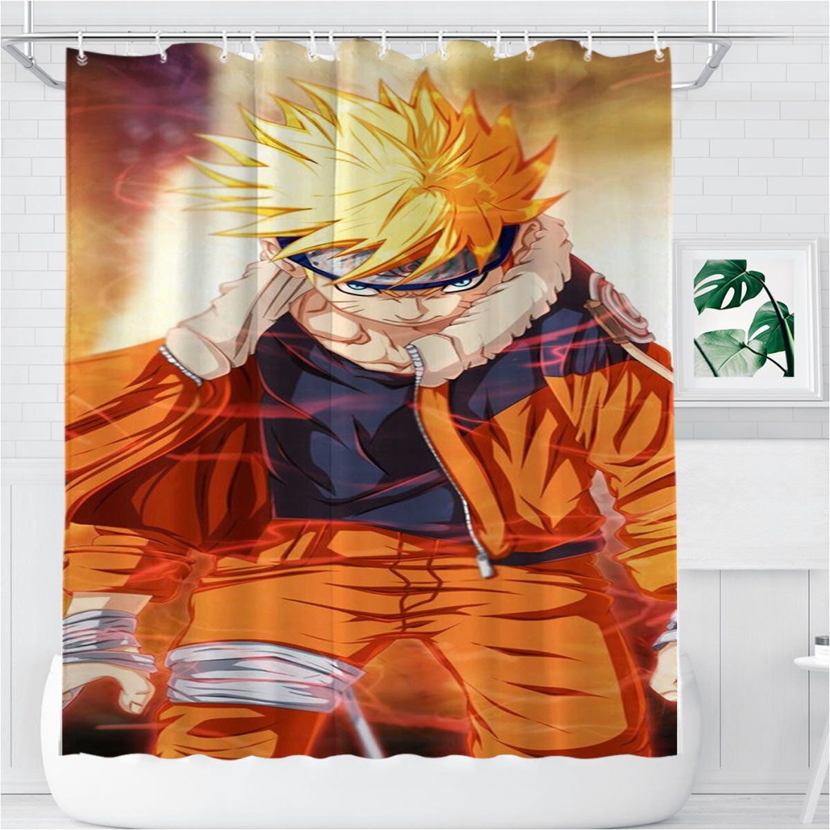 Naruto Uzumaki Get Power Bathroom Shower Curtain Fabric Waterproof | 66 X 72 Inch