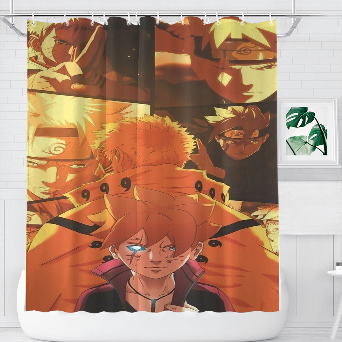 Naruto X Boruto Bathroom Shower Curtain Fabric Waterproof | 66 X 72 Inch
