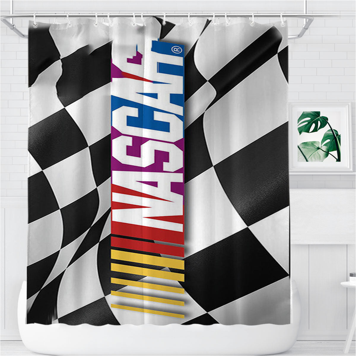 Nascar Logo Bathroom Shower Curtain Fabric Waterproof | 66 X 72 Inch