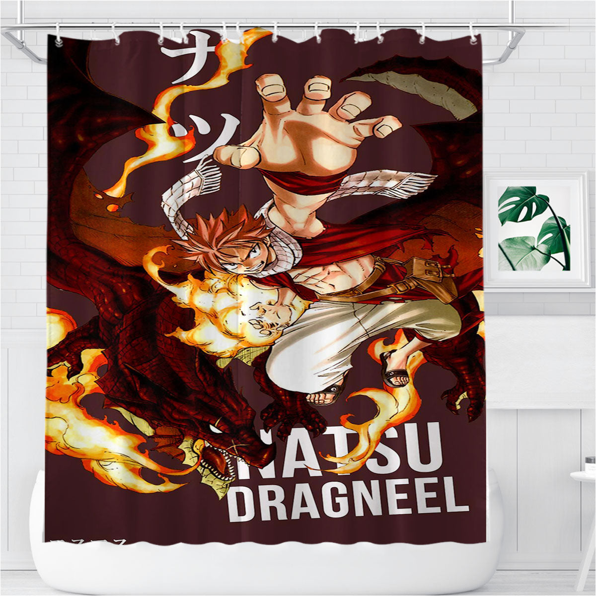 Natsu Dragneel Fairy Tail Bathroom Shower Curtain Fabric Waterproof | 66 X 72 Inch