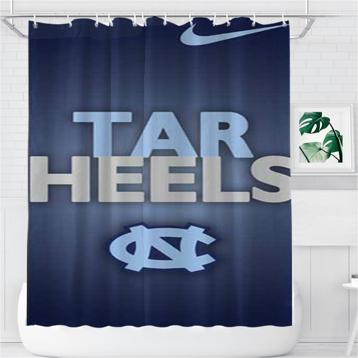 Nc Tar Heels Blues Bathroom Shower Curtain Fabric Waterproof | 66 X 72 Inch