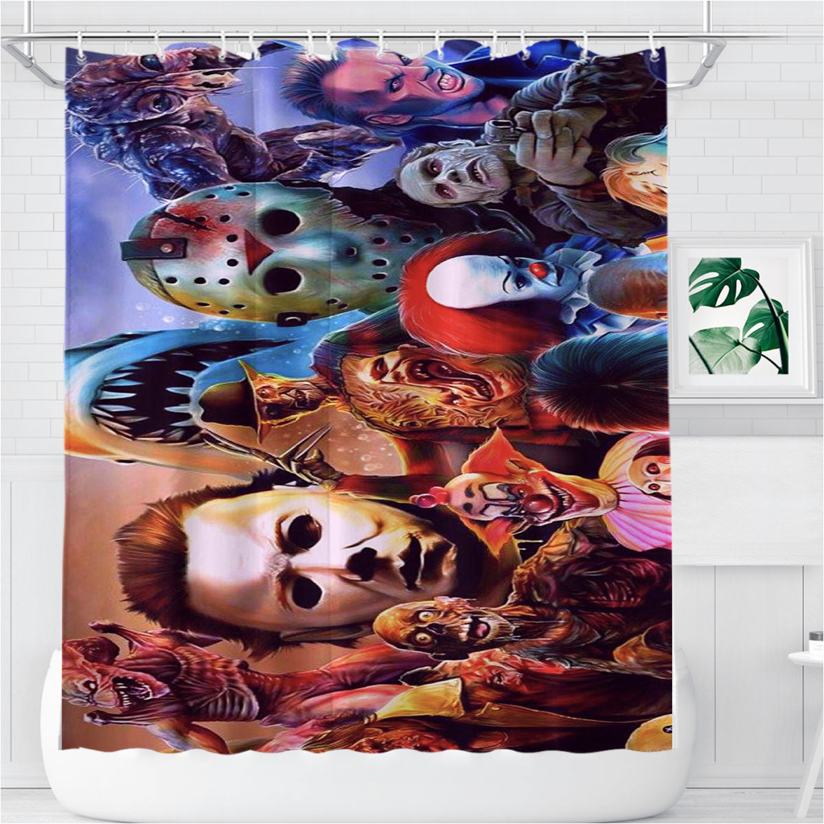 Netflix And Chills 1 Nights Of Halloween Bathroom Shower Curtain Fabric Waterproof | 66 X 72 Inch