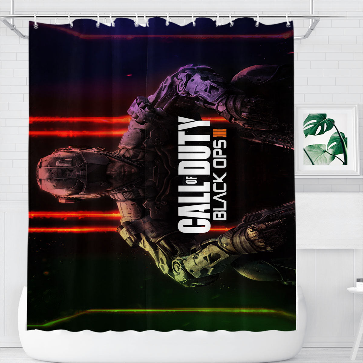 New Colorful Call Of Duty Black Ops Poster Bathroom Shower Curtain Fabric Waterproof | 66 X 72 Inch