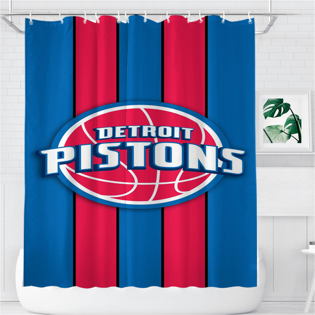 New Detroit Pistons Wallpapers Bathroom Shower Curtain Fabric Waterproof | 66 X 72 Inch