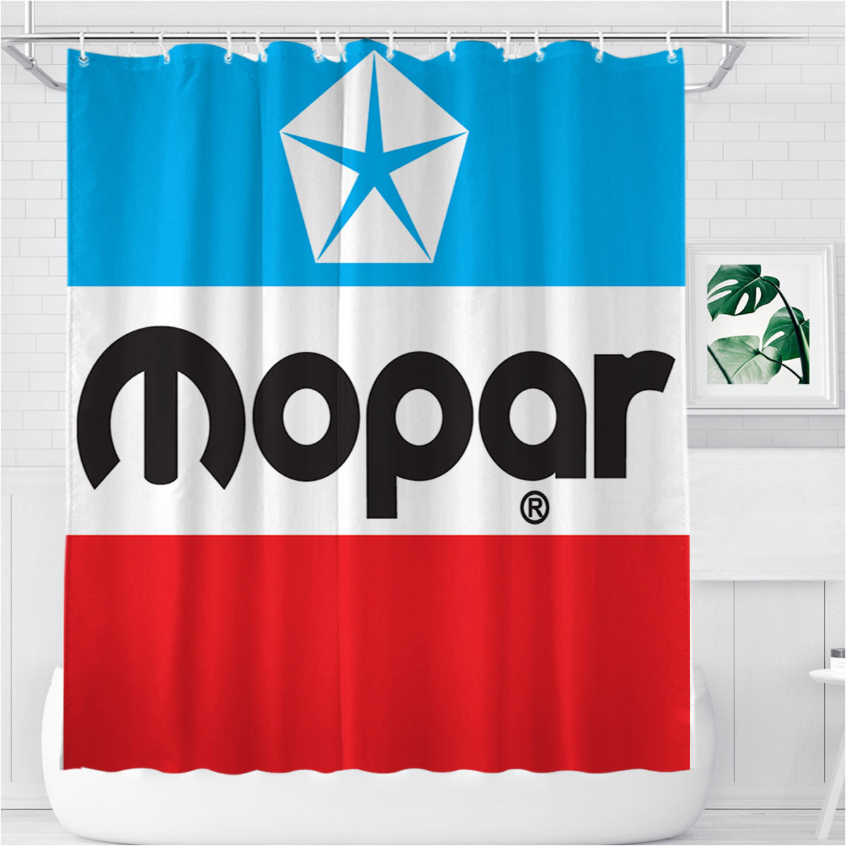 New Mopar Logo Bathroom Shower Curtain Fabric Waterproof | 66 X 72 Inch
