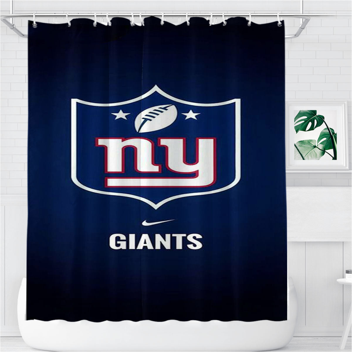 New York Giants Nike Nfl Team Bathroom Shower Curtain Fabric Waterproof | 66 X 72 Inch
