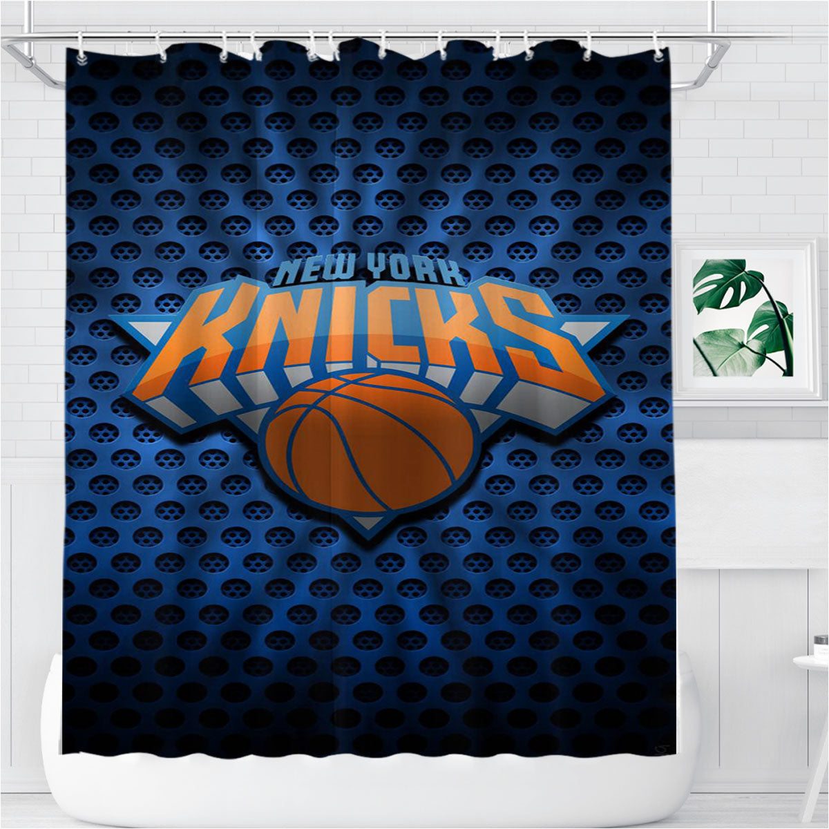 New York Knicks Logo Blue Bathroom Shower Curtain Fabric Waterproof | 66 X 72 Inch