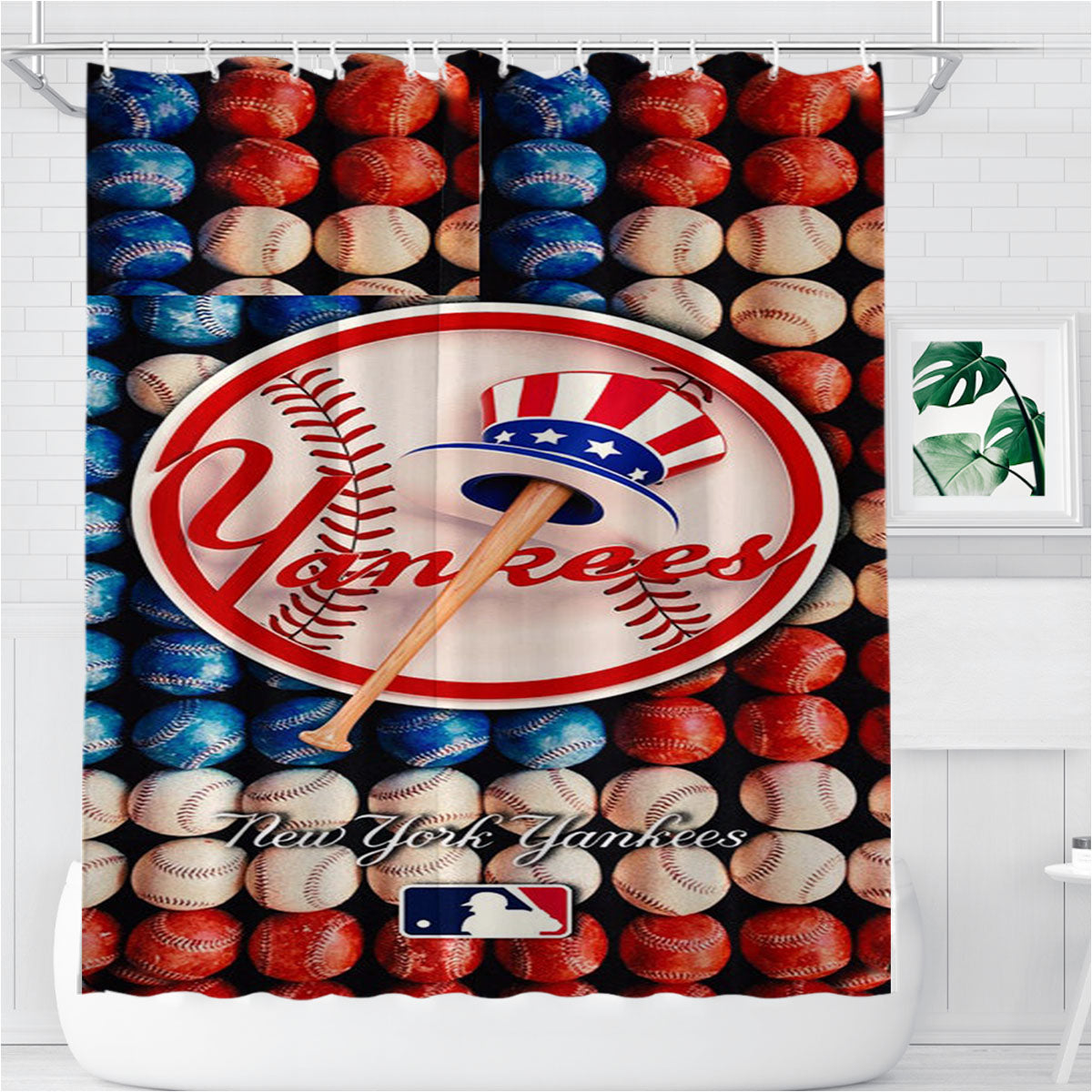 New York Yankees Baseball Mlb Best Bathroom Shower Curtain Fabric Waterproof | 66 X 72 Inch