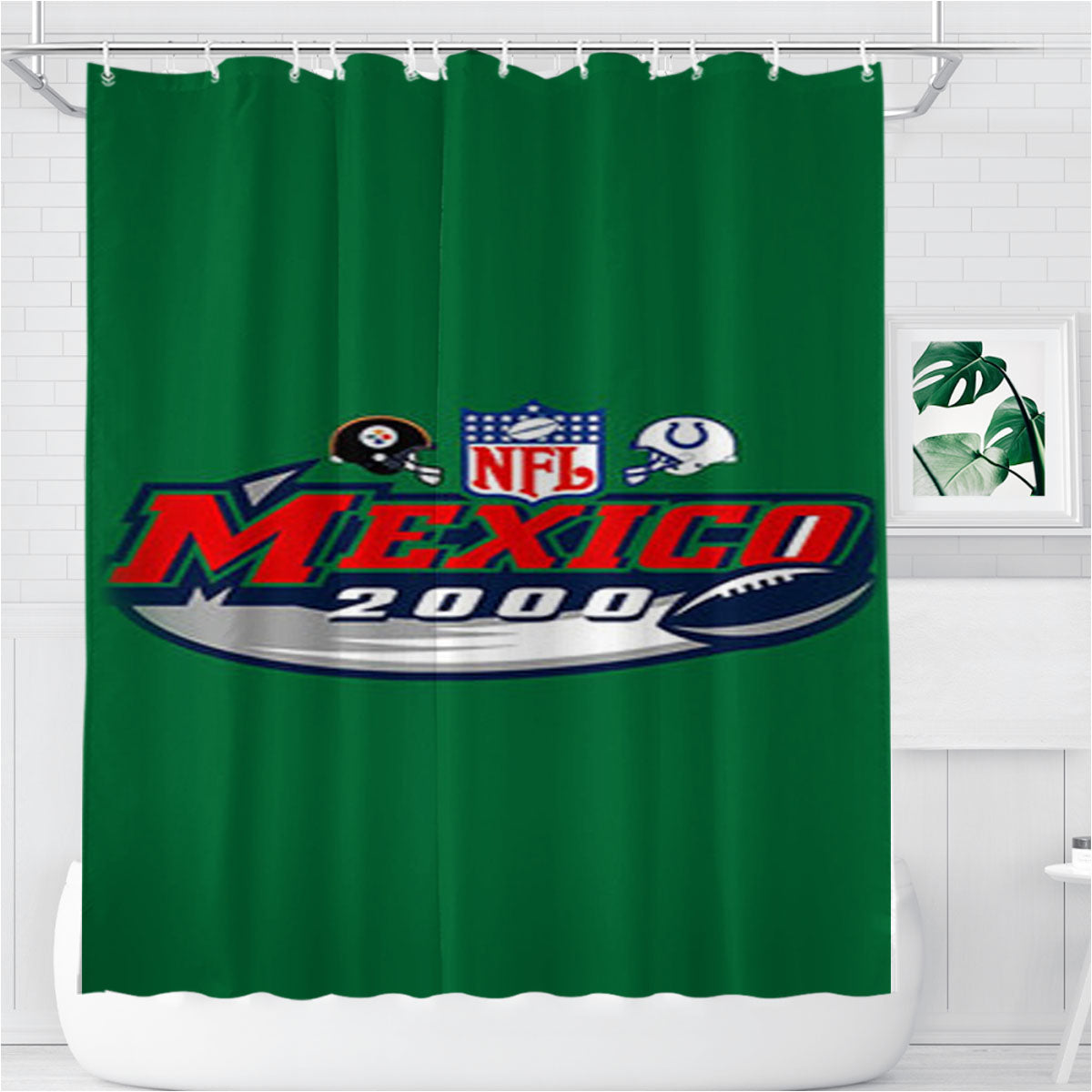 Nfl Mexico 000 Gre Bathroom Shower Curtain Fabric Waterproof | 66 X 72 Inch