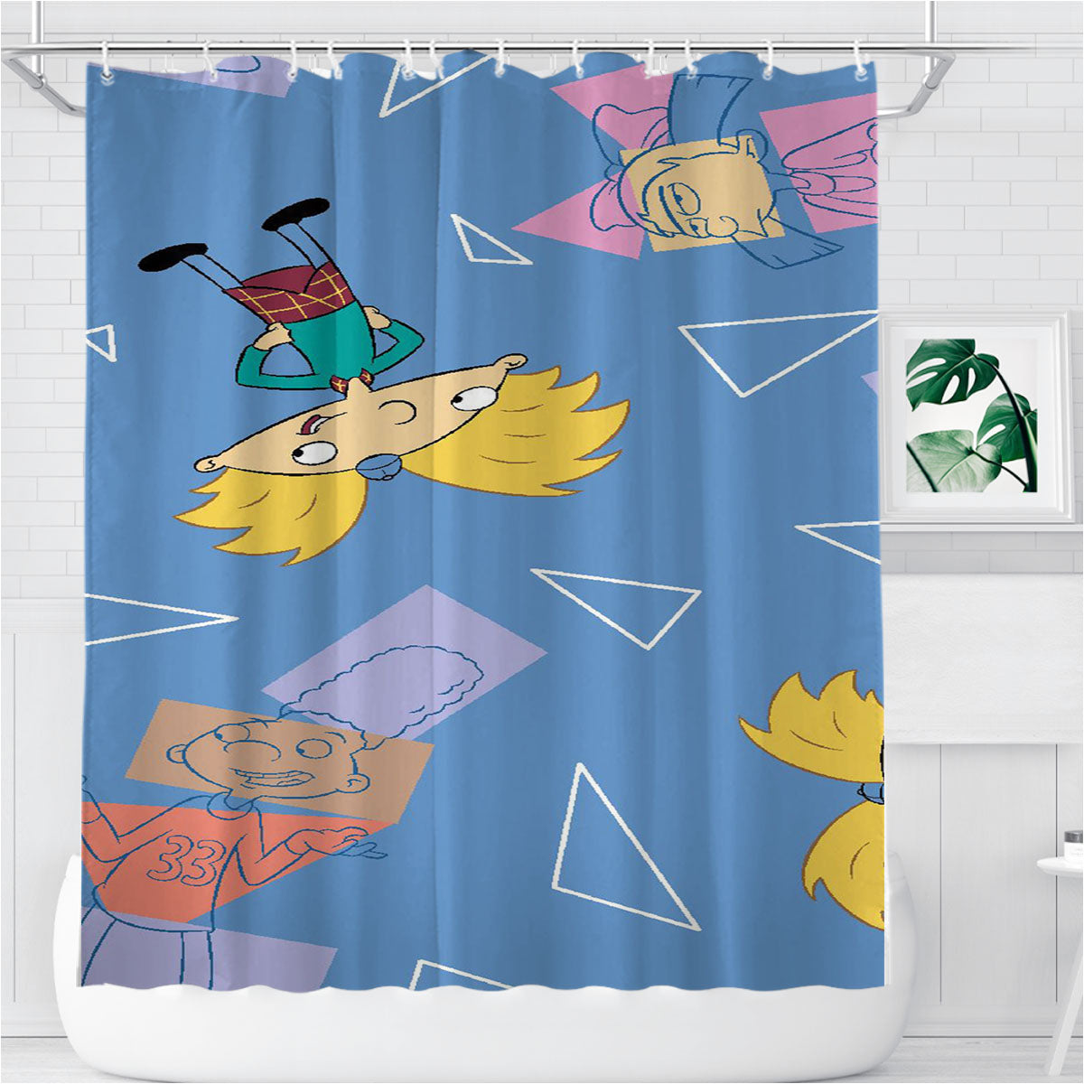 Nickelodeon Hey Arnold Pattern Bathroom Shower Curtain Fabric Waterproof | 66 X 72 Inch