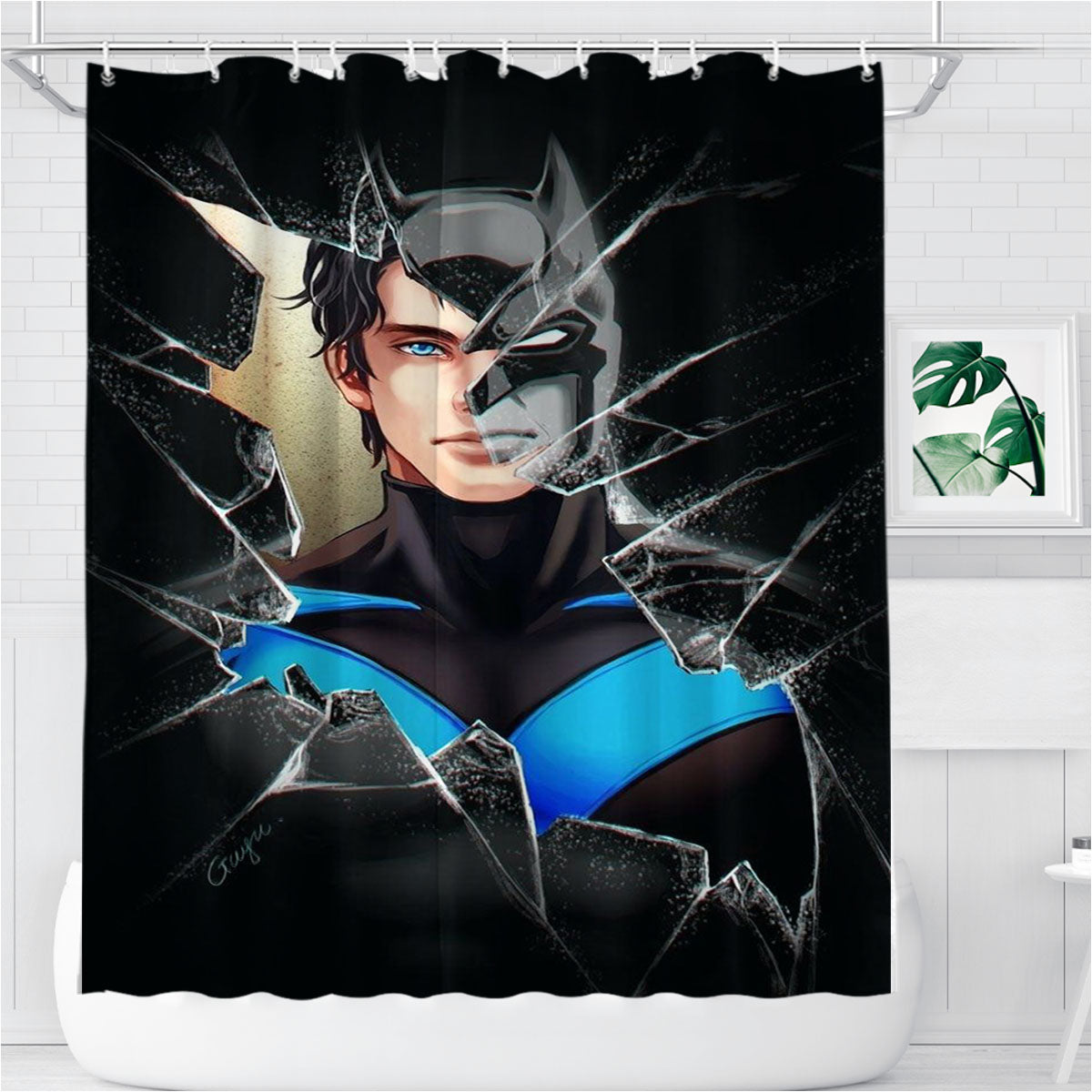Nightwing Batman Cool Nightwing Bathroom Shower Curtain Fabric Waterproof | 66 X 72 Inch