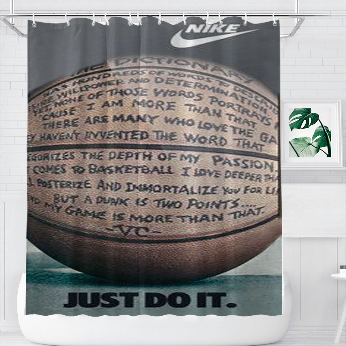 Nike Basketball Just Do It And Passion Bathroom Shower Curtain Fabric Waterproof | 66 X 72 Inch