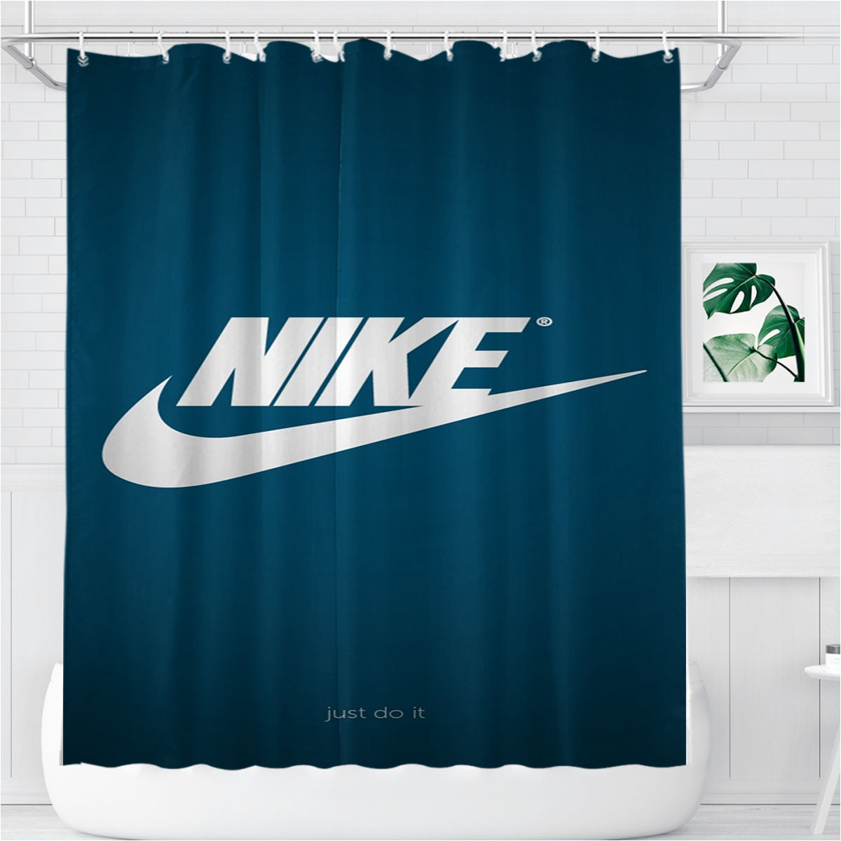 Nike Blue Bathroom Shower Curtain Fabric Waterproof | 66 X 72 Inch