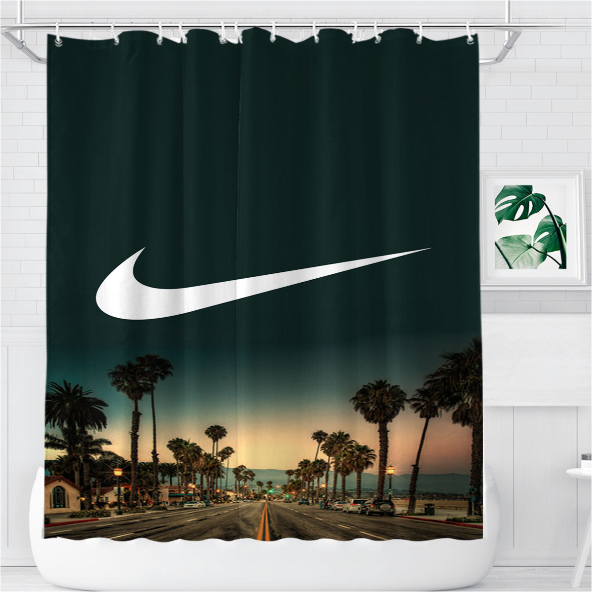 Nike California Way Bathroom Shower Curtain Fabric Waterproof | 66 X 72 Inch