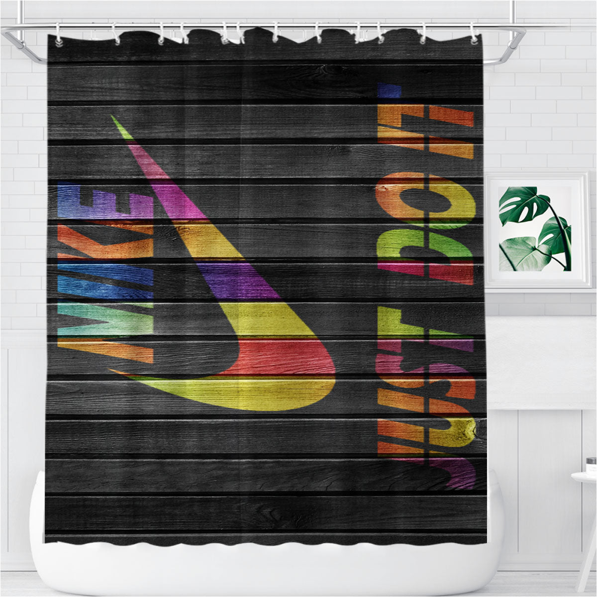 Nike Colorful Embosement Bathroom Shower Curtain Fabric Waterproof | 66 X 72 Inch