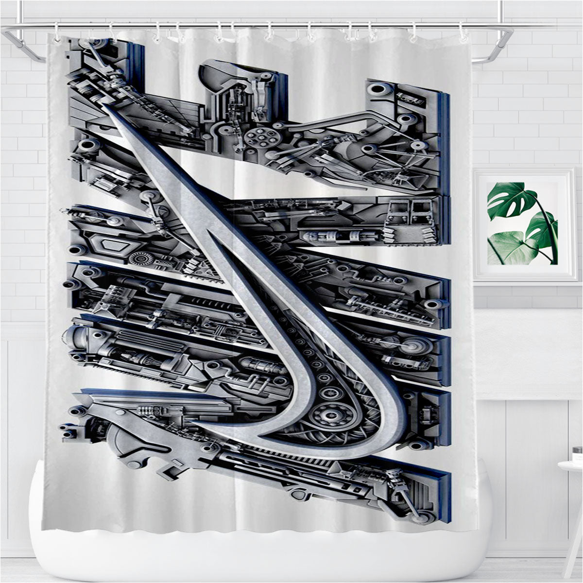 Nike D Art Bathroom Shower Curtain Fabric Waterproof | 66 X 72 Inch