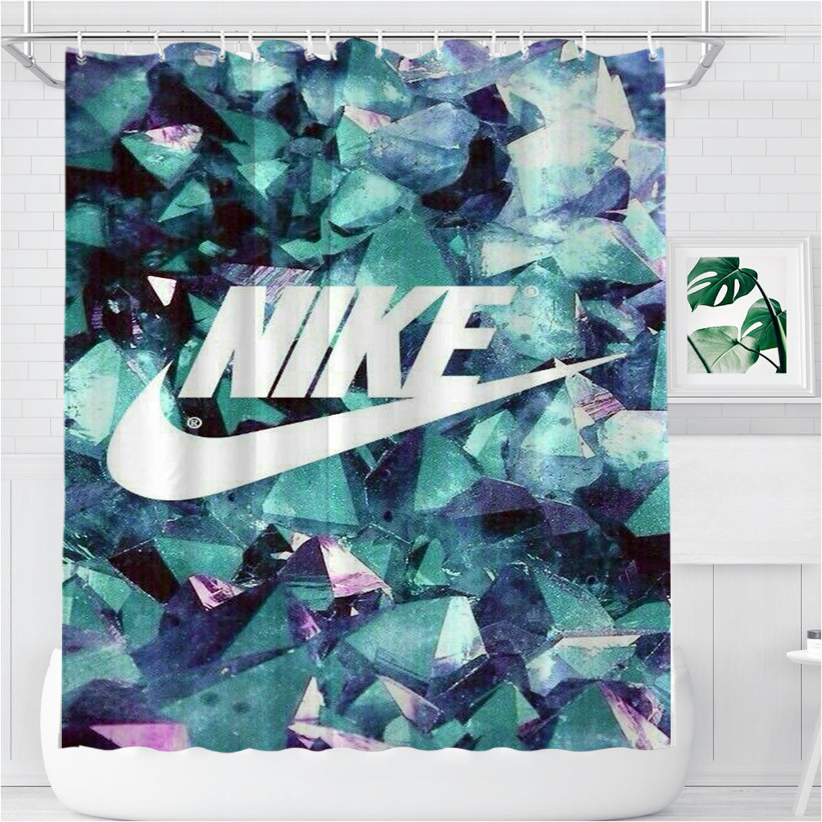 Nike Diamons Bathroom Shower Curtain Fabric Waterproof | 66 X 72 Inch