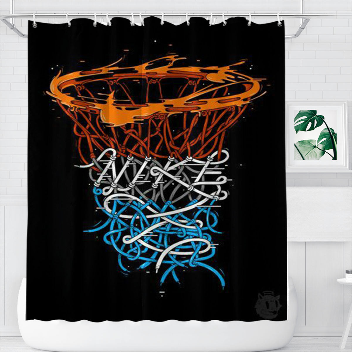 Nike Doodle Art Wight Bathroom Shower Curtain Fabric Waterproof | 66 X 72 Inch