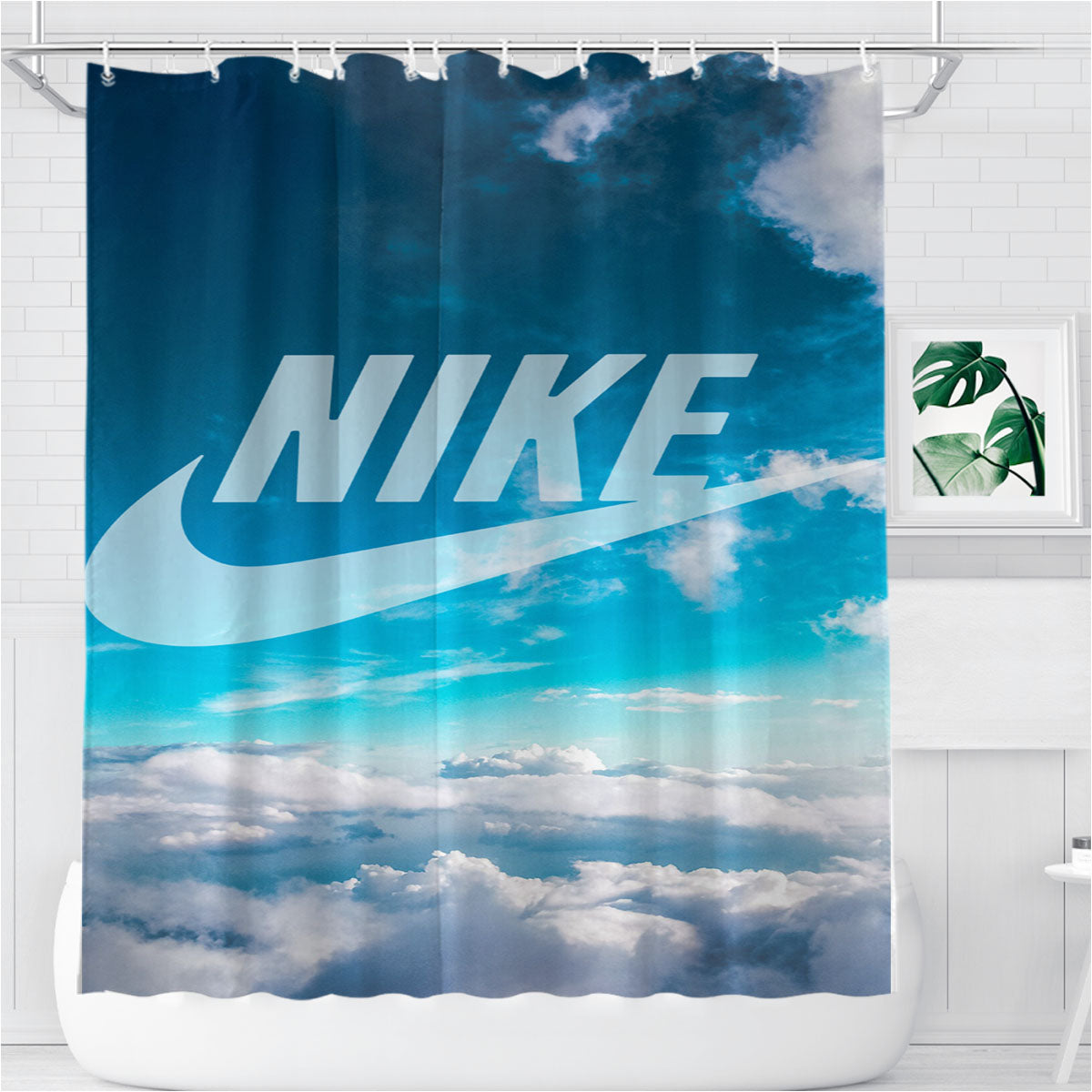 Nike In Cloud Bathroom Shower Curtain Fabric Waterproof | 66 X 72 Inch
