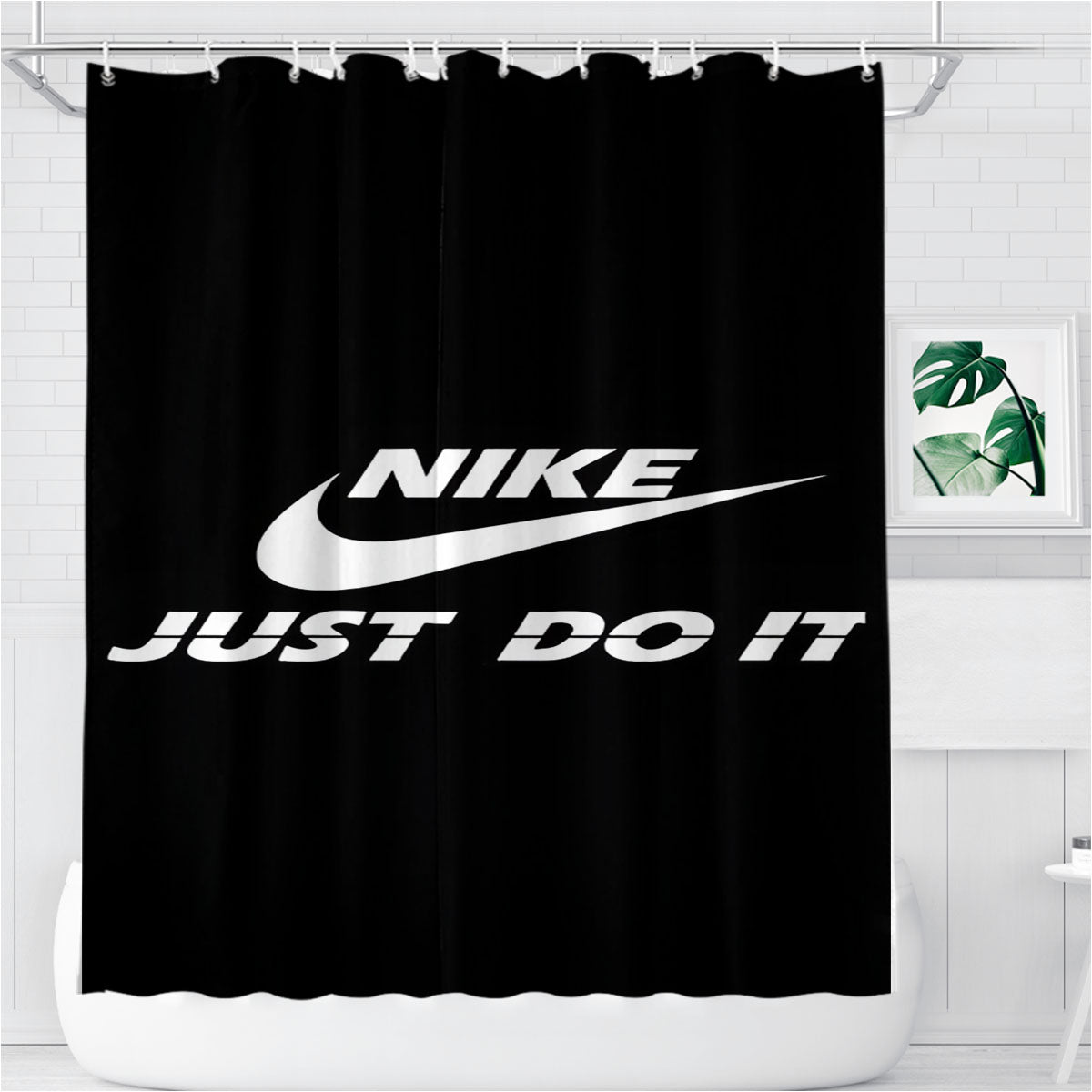Nike Just Do It Black Bathroom Shower Curtain Fabric Waterproof | 66 X 72 Inch