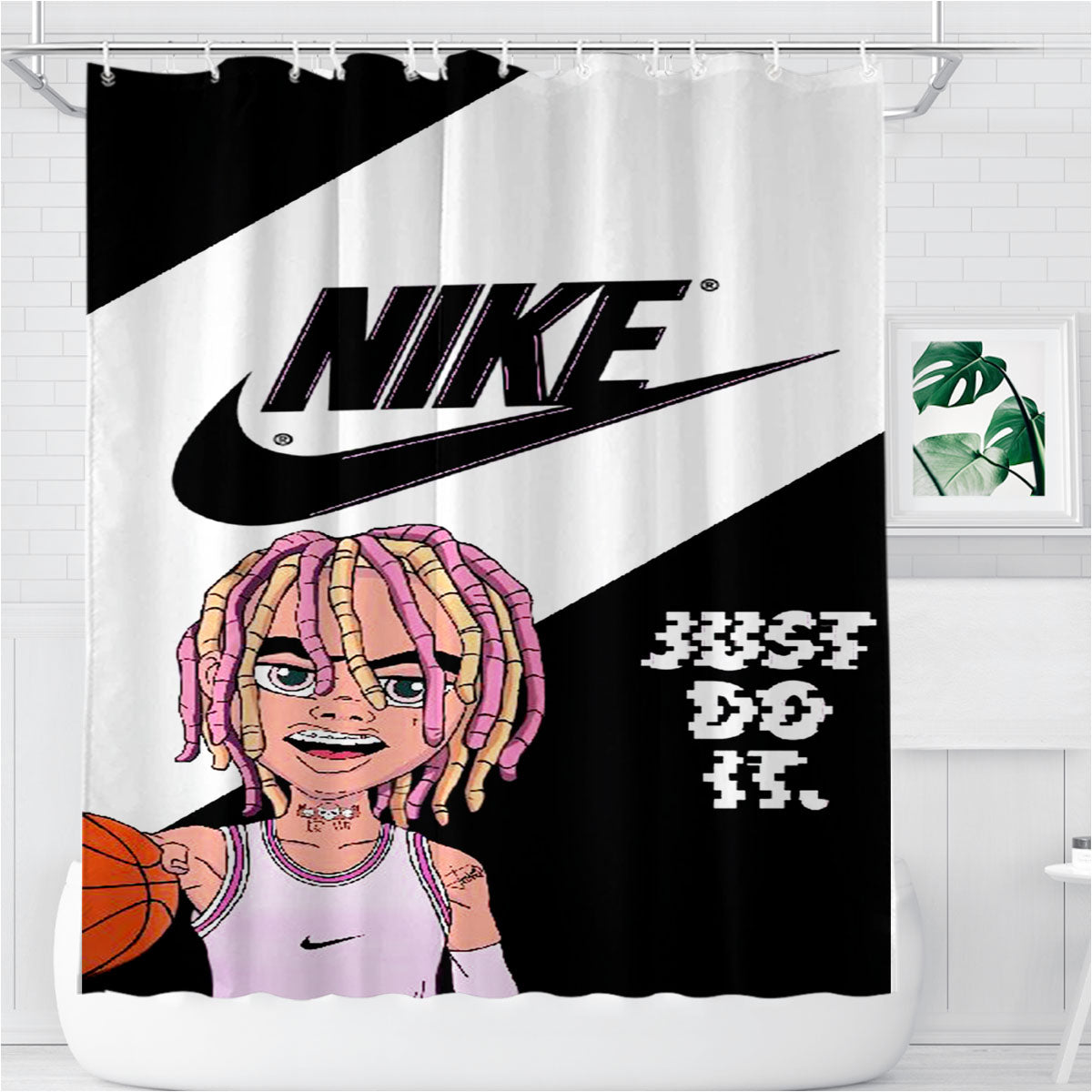 Nike Lil Pump Bathroom Shower Curtain Fabric Waterproof | 66 X 72 Inch
