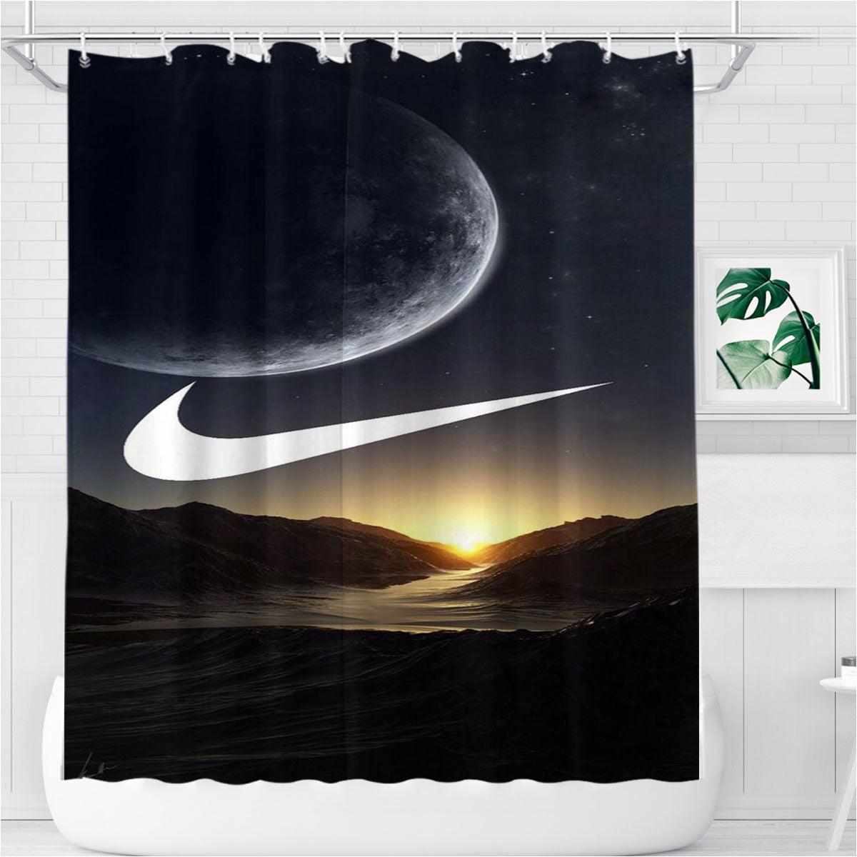 Nike Moon Mesir Bathroom Shower Curtain Fabric Waterproof | 66 X 72 Inch