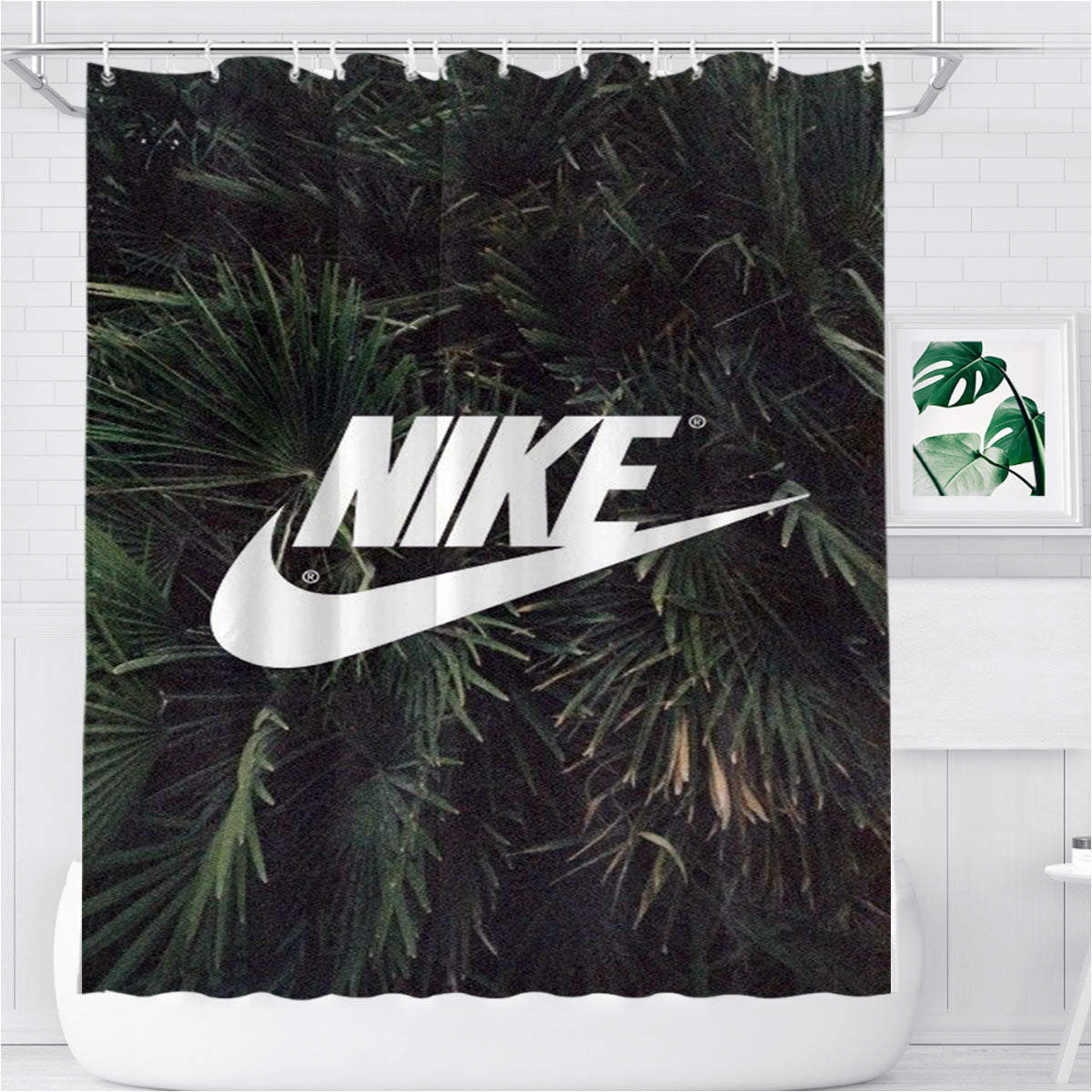 Nike Palm Skin Art Flores Bathroom Shower Curtain Fabric Waterproof | 66 X 72 Inch
