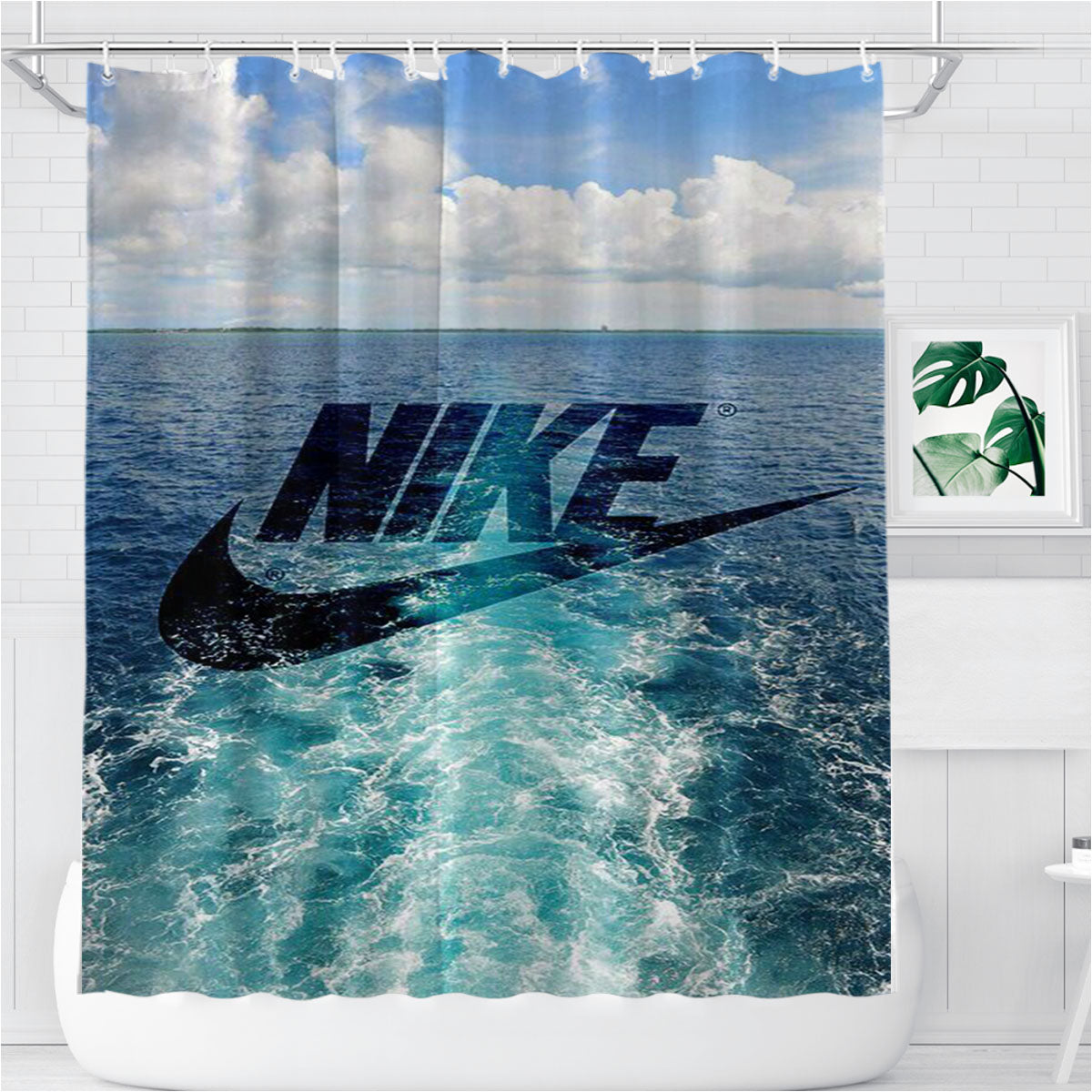 Nike Sea Photos Bathroom Shower Curtain Fabric Waterproof | 66 X 72 Inch