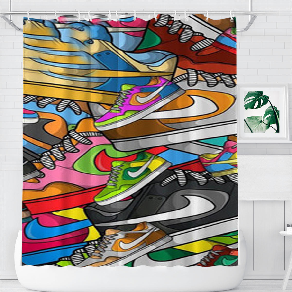 Nike Shoes Bathroom Shower Curtain Fabric Waterproof | 66 X 72 Inch