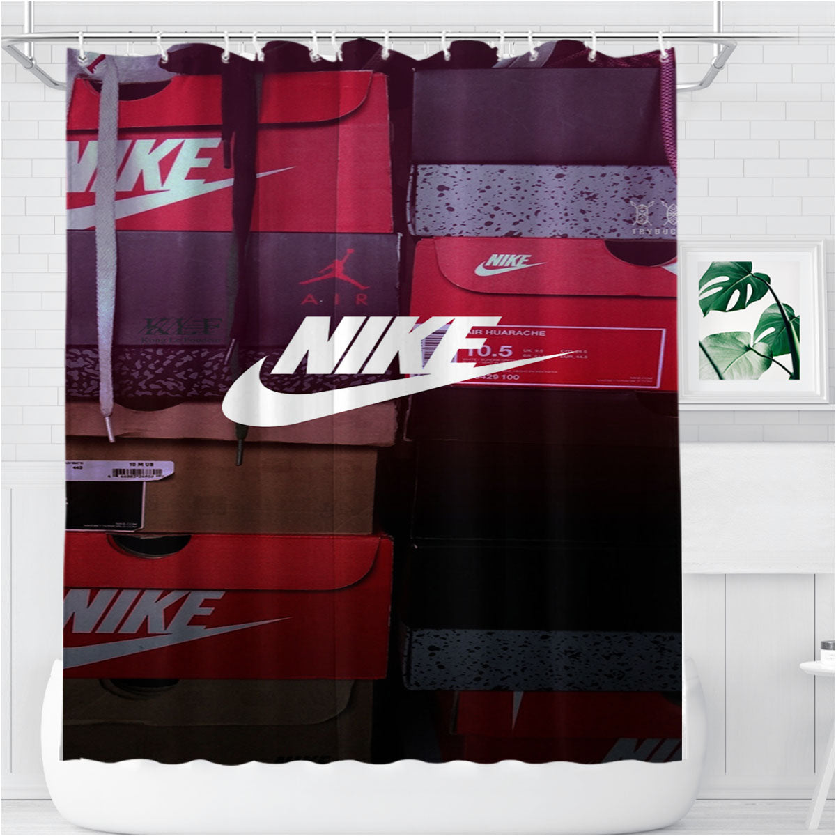 Nike Shoes Basketball Bathroom Shower Curtain Fabric Waterproof | 66 X 72 Inch
