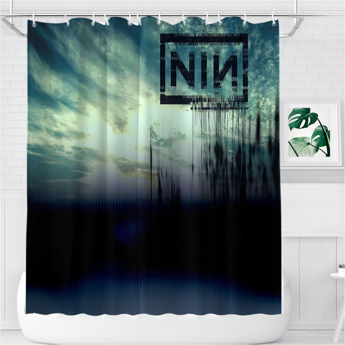 Nine Inch Nails Art Bathroom Shower Curtain Fabric Waterproof | 66 X 72 Inch