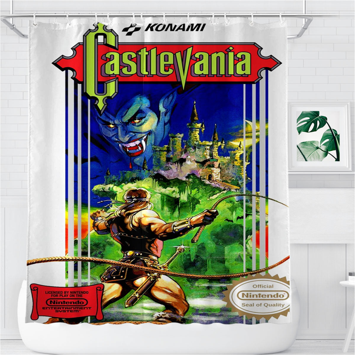 Nintendo Old Castlevania Game Bathroom Shower Curtain Fabric Waterproof | 66 X 72 Inch